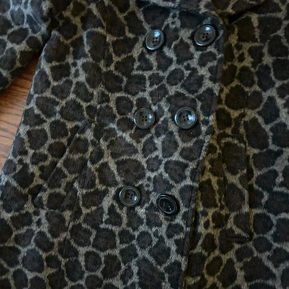 NWOT Vine and Valley Girls Size 16 Leopard Print Pea Coat NEVER WORN